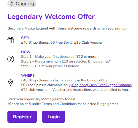 Mecca Bingo Casino official website